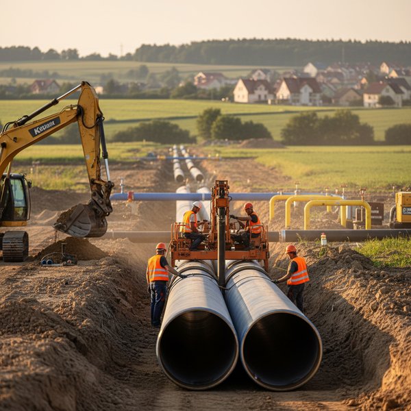 Spawanie rurociągu wodociągowego w wykopie - kontakty do firm budujących rurociągi PKD 4221Z