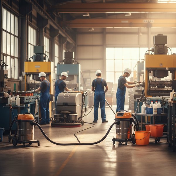 Ekipa sprzątająca w zakładzie produkcji żywności - kontakty do firm sprzątających dla przemysłu PKD 8122Z