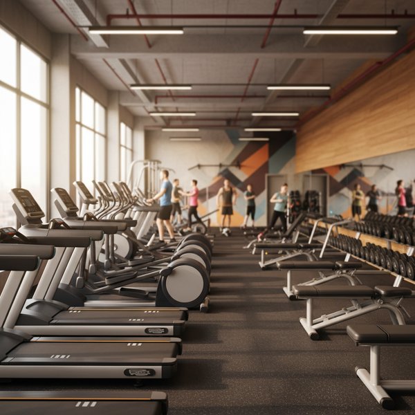 Wnętrze klubu fitness z urządzeniami siłowymi - kontakty do polskich centrów fitness i siłowni PKD 9604Z