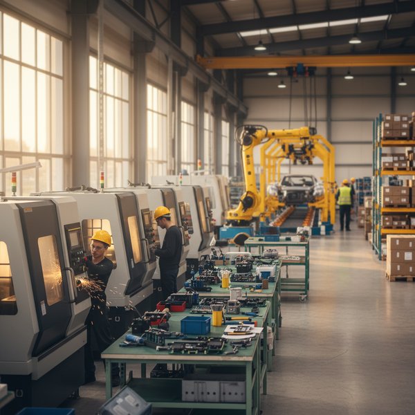 Hala produkcyjna fabryki z linią montażową - kontakty do polskich firm produkcyjnych sekcji C PKD 2025