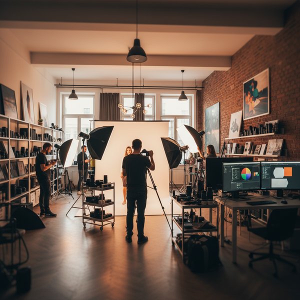 Fotograf z aparatem podczas sesji portretowej - kontakty do polskich fotografów i studiów fotograficznych PKD 7420Z