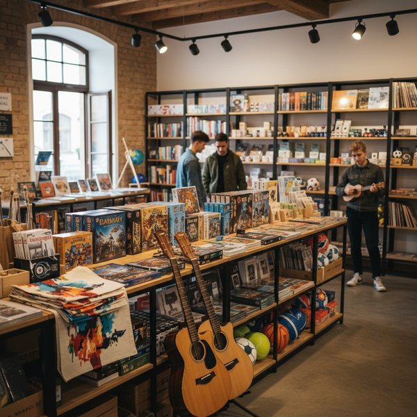 Wizualizacja branży sklepów wyrobów związanych z kulturą i rekreacją - baza B2B