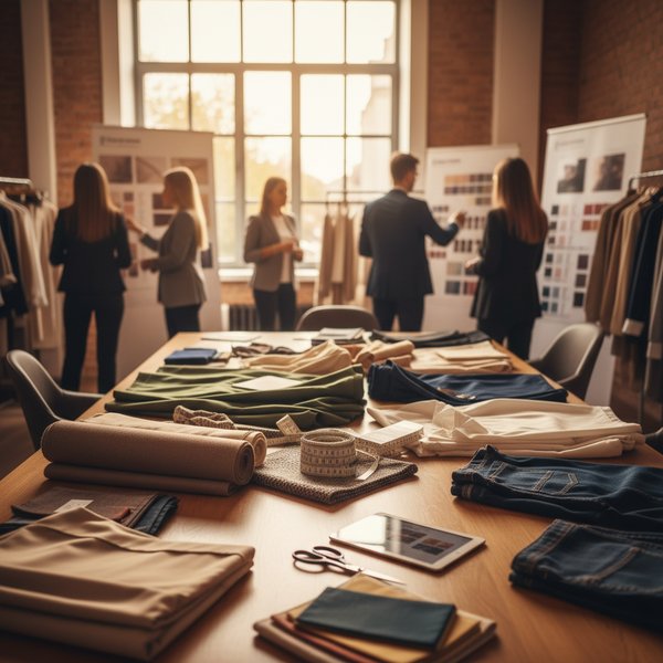 Sales representative pokazujący kolekcję odzieży - kontakty do polskich agentów branży tekstylnej PKD 4616Z