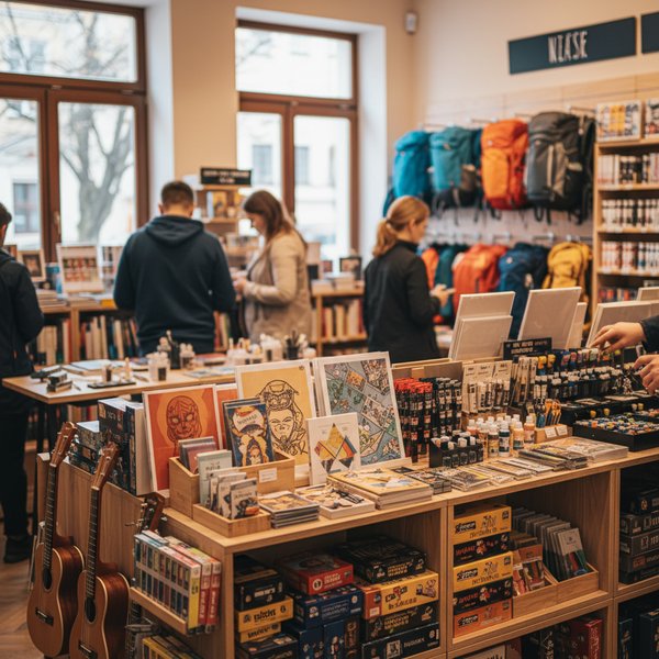 Wizualizacja branży sklepów wyrobów związanych z kulturą i rekreacją - baza B2B