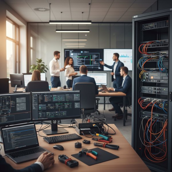 Sala konferencyjna firmy IT consulting z prezentacją - kontakty do firm doradztwa informatycznego PKD 6202Z