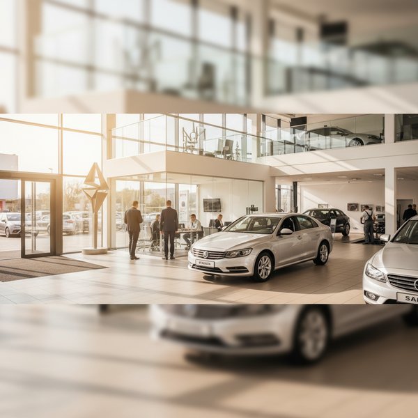 Salon samochodowy z nowymi autami na ekspozycji - kontakty do polskich dealerów samochodów PKD 4511Z