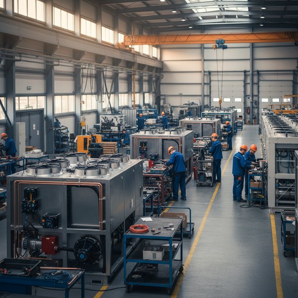 Hala produkcji centrali wentylacyjnej AHU - kontakty do producentów urządzeń chłodniczych PKD 2825Z