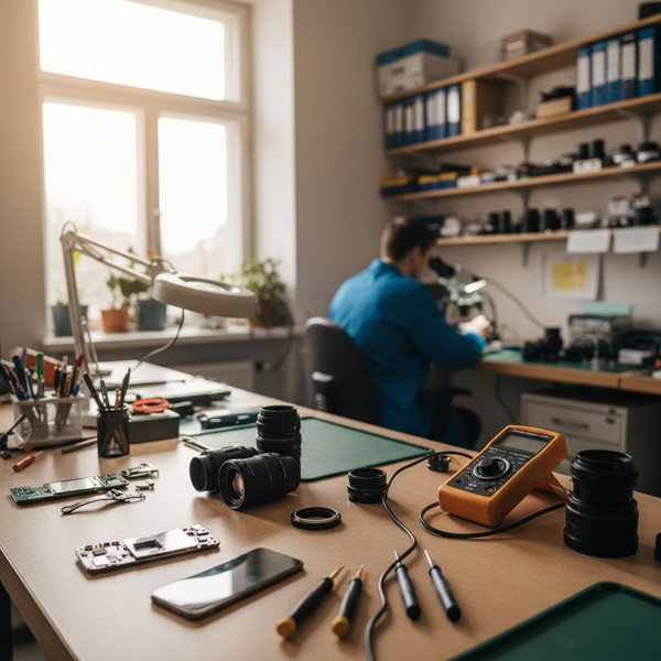 Technik serwisuje aparat USG w szpitalu - kontakty do firm naprawy urządzeń elektronicznych PKD 3313Z