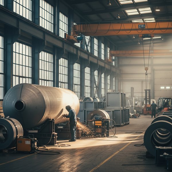 Hala produkcji cystern ADR z spawanymi ramami - kontakty do producentów cystern metalowych PKD 2529Z