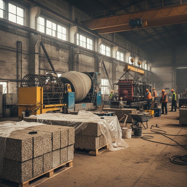 Ozdobny słup oświetleniowy betonowy w parku - kontakty do producentów wyrobów z betonu PKD 2369Z