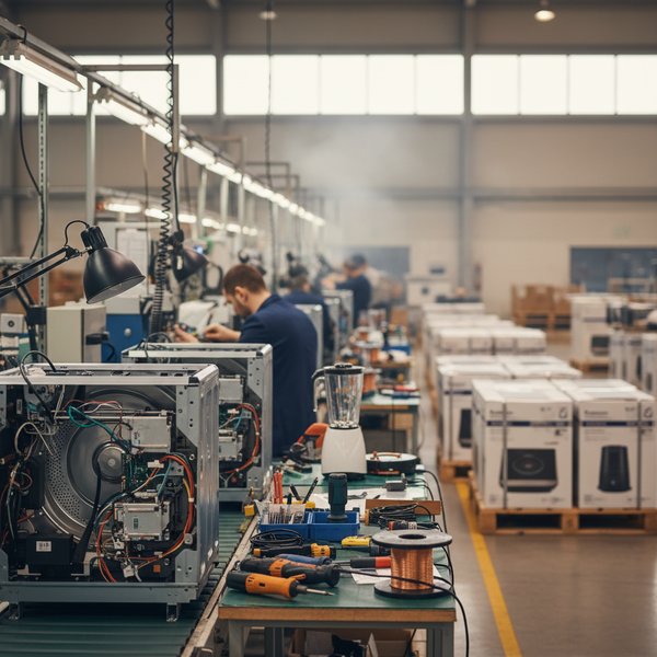 Hala montażu zmywarki w fabryce producent AGD - kontakty do polskich producentów sprzętu elektrycznego AGD PKD 2751Z