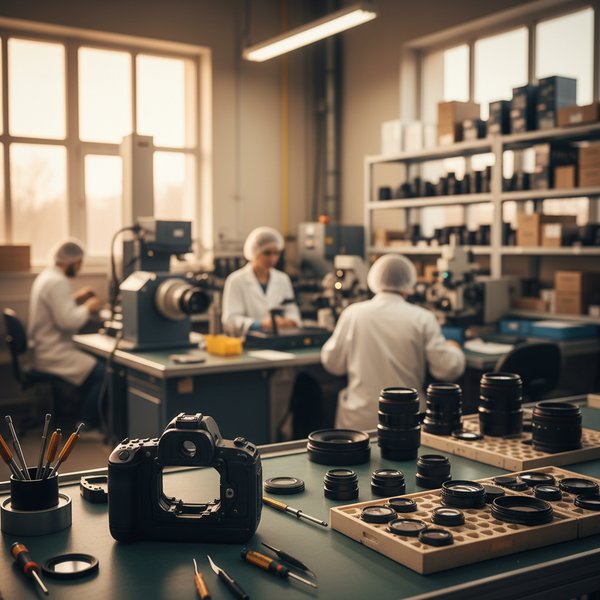 Polerowanie soczewki optycznej w laboratorium - kontakty do producentów sprzętu fotograficznego PKD 2670Z