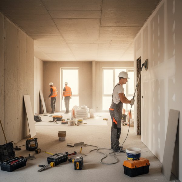 Ekipa wykończeniowa malująca ściany mieszkania - kontakty do wykonawców robót wykończeniowych PKD 4339Z