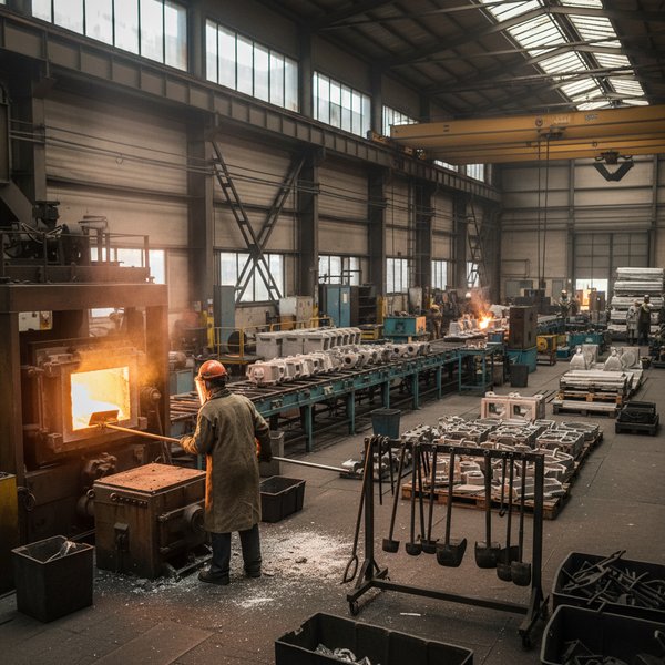 Hala odlewni aluminium z formą HPDC - kontakty do polskich odlewni metali lekkich PKD 2453Z