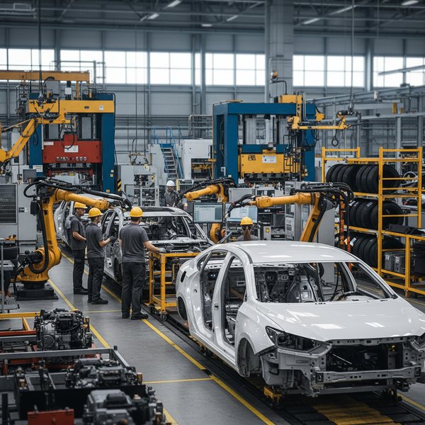 Hala montażu samochodu osobowego na linii - kontakty do polskich producentów samochodów PKD 2910A