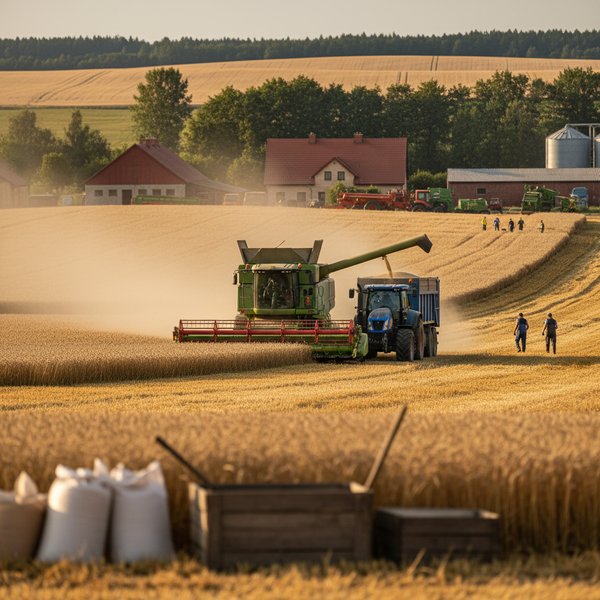Polski kombajn zbożowy z polską pszenicą żniwną premium polskich klientów - kontakty do polskich gospodarstw uprawy zbóż PKD 0111Z