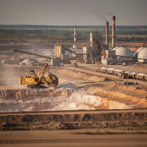 Kopalnia siarki z hałdą z piaskowcem - kontakty do kopalń minerałów dla przemysłu chemicznego PKD 0891Z