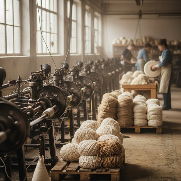 Maszyna przędzalnicza z włóknami wełnianymi merynosów - kontakty do producentów przędzy wełnianej PKD 1310Z