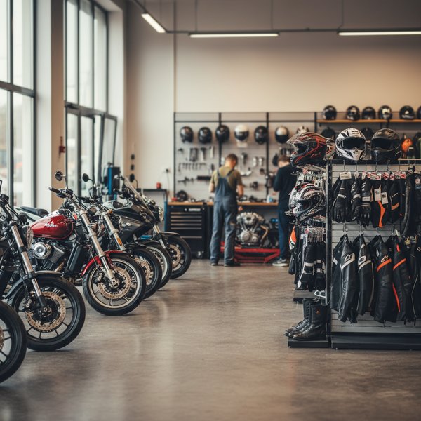 Wizualizacja branży sklepów z motocyklami i akcesoriami motocyklowymi - baza B2B