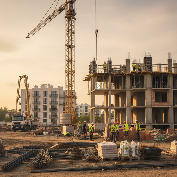 Wizualizacja branży firm realizujących projektów budowlanych związanych ze wznoszeniem budynków mieszkalnych - baza B2B
