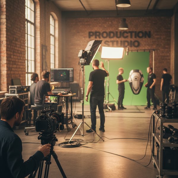 Plan zdjęciowy z kamerą filmową i oświetleniem - kontakty do polskich producentów filmowych PKD 5911Z