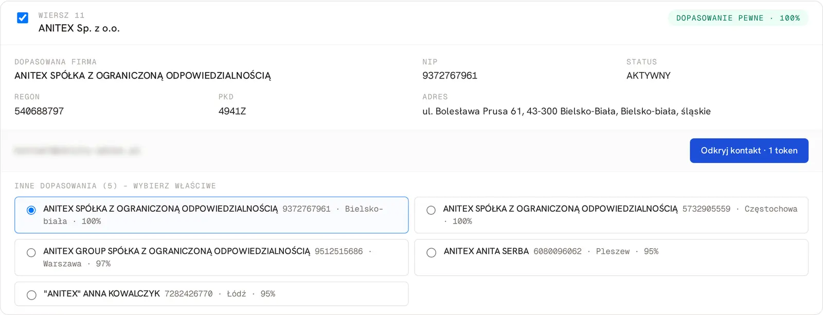 Dwie spółki ANITEX o identycznej nazwie z różnych miast