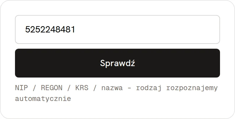 Formularz narzędzia Sprawdź PKD firmy