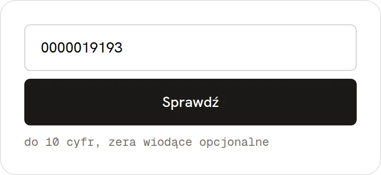 Formularz narzędzia Walidator KRS