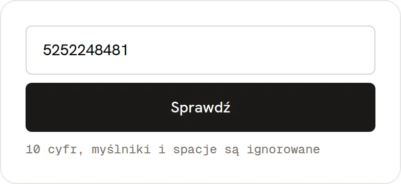 Formularz narzędzia Walidator NIP