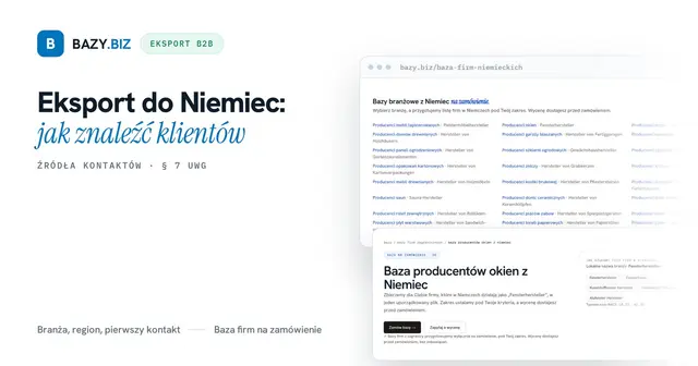 Eksport do Niemiec: jak znaleźć klientów i legalnie się z nimi skontaktować