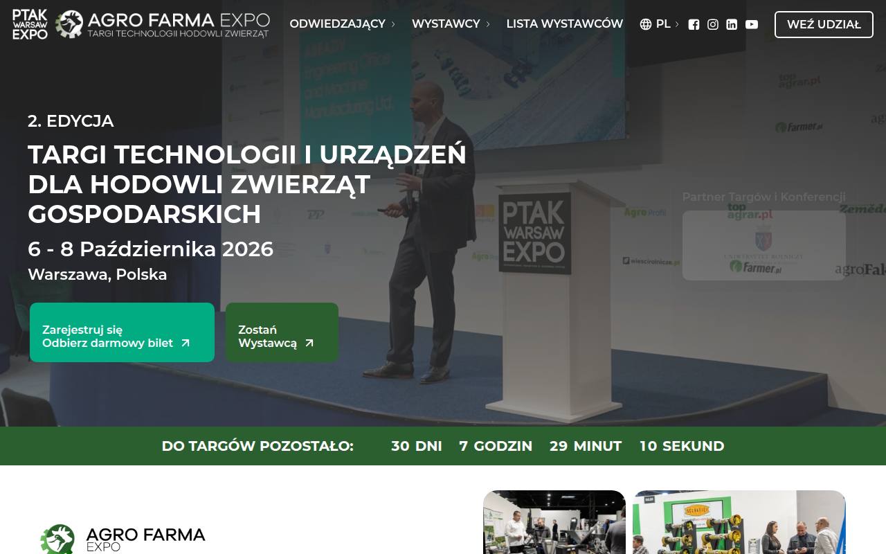 Strona targów Agro Farma Expo