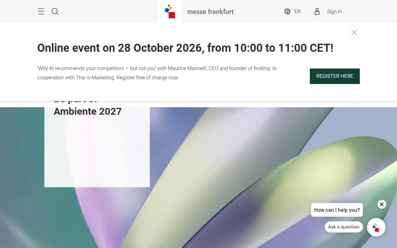 Strona targów Ambiente