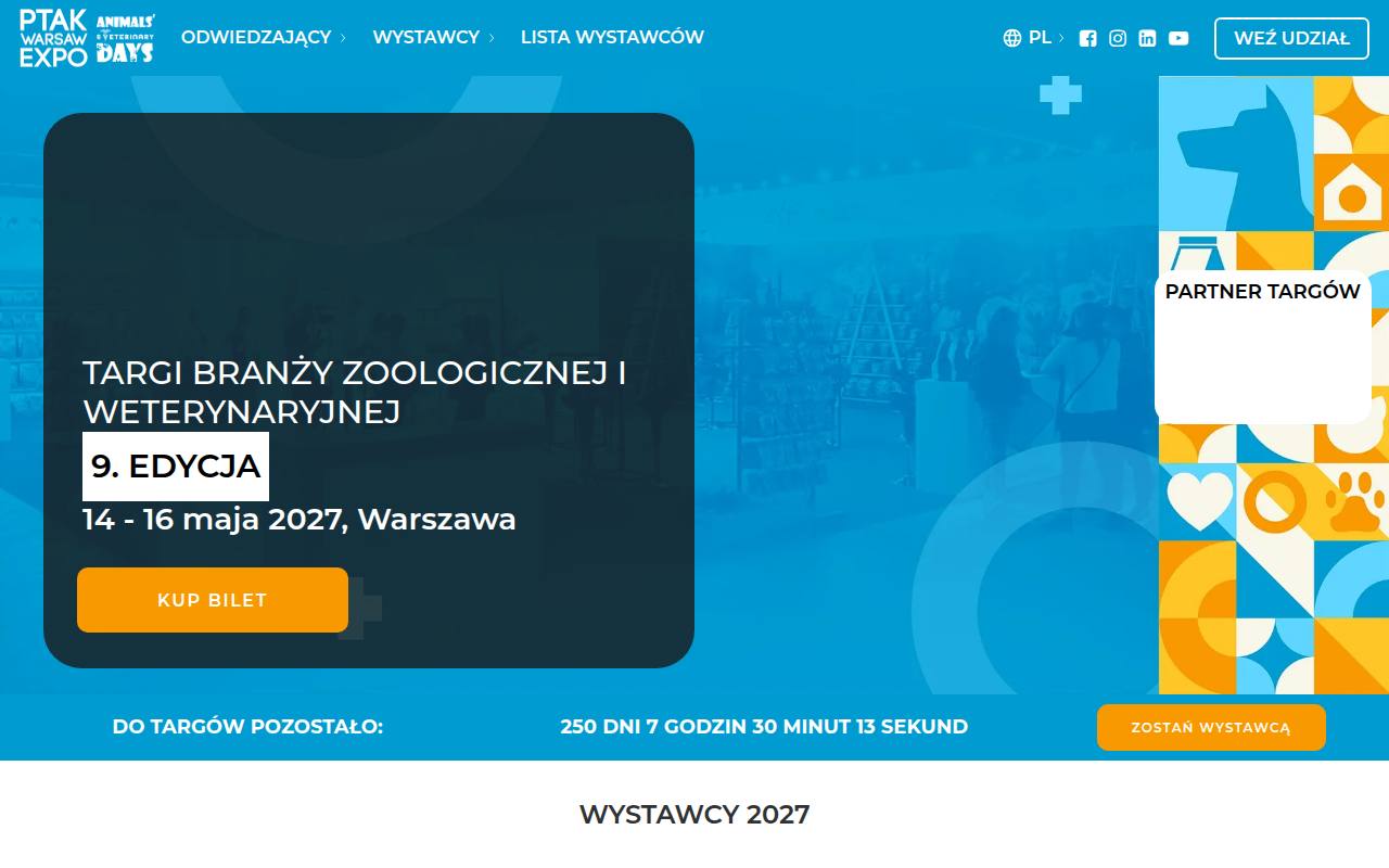 Strona targów Animals & Veterinary Days
