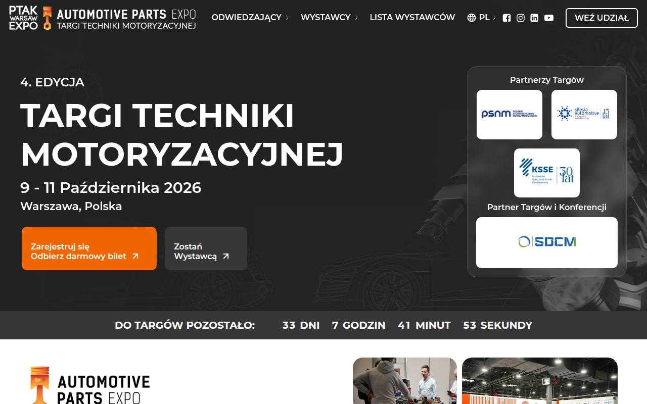 Strona targów Automotive Parts Expo