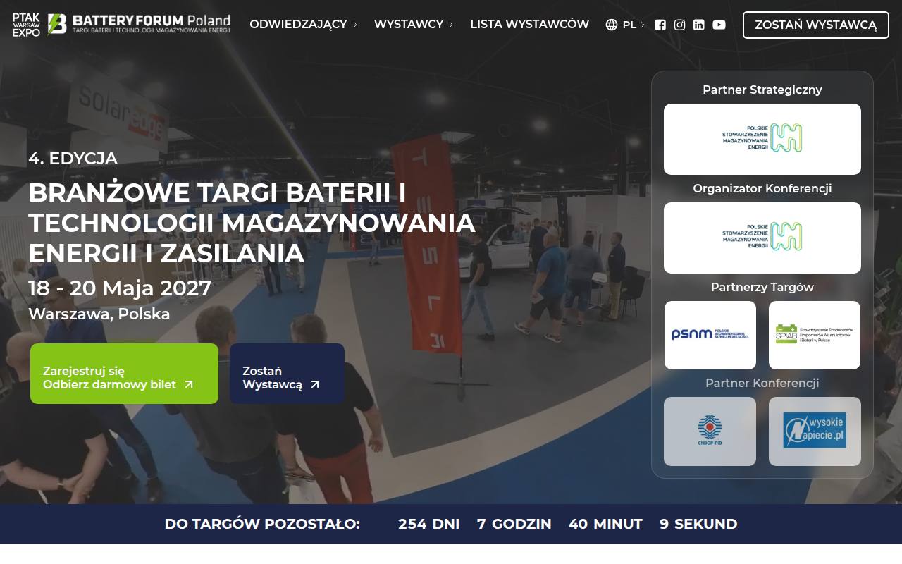 Strona targów Battery Forum Poland