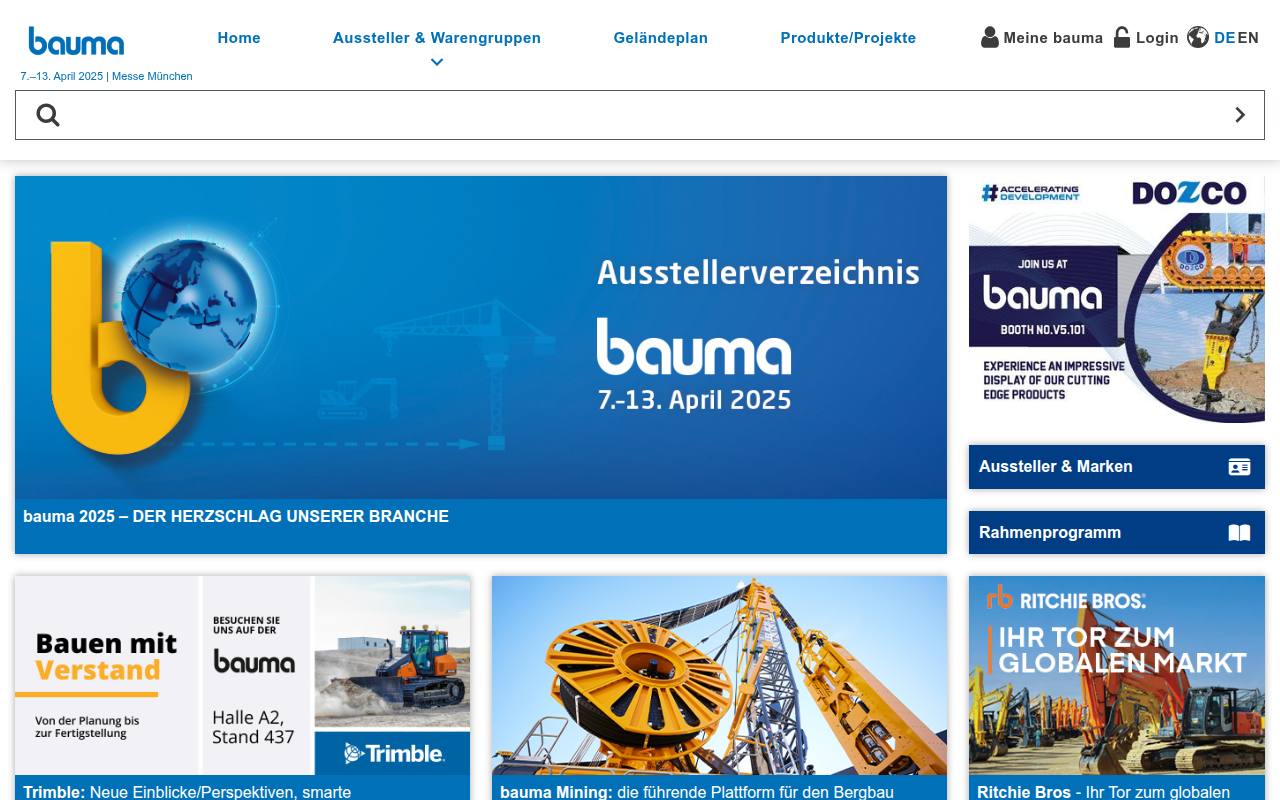 Strona targów bauma