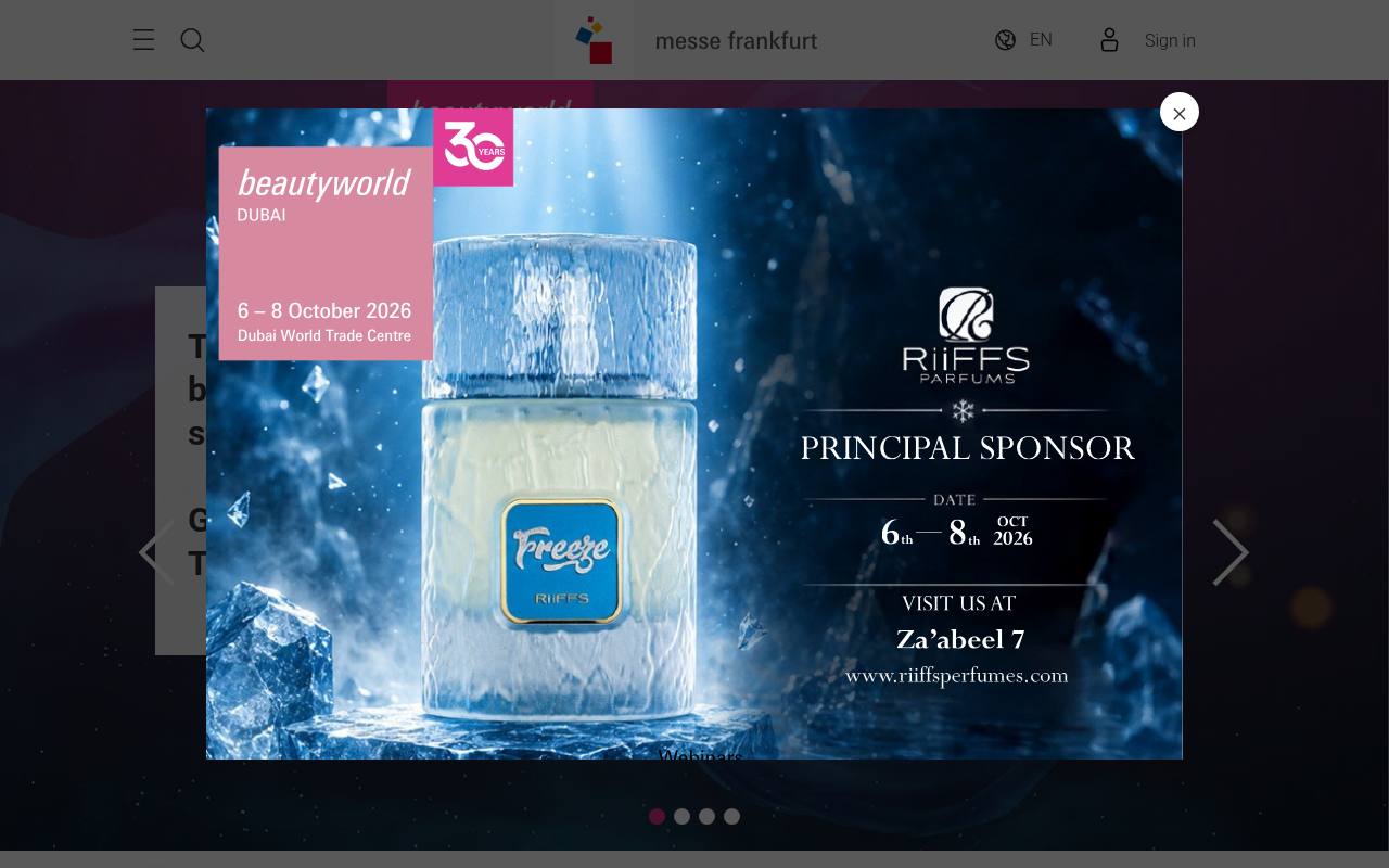 Strona targów Beautyworld Middle East