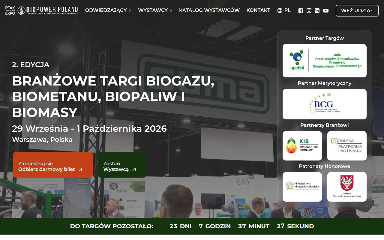 Strona targów Bio Power Expo
