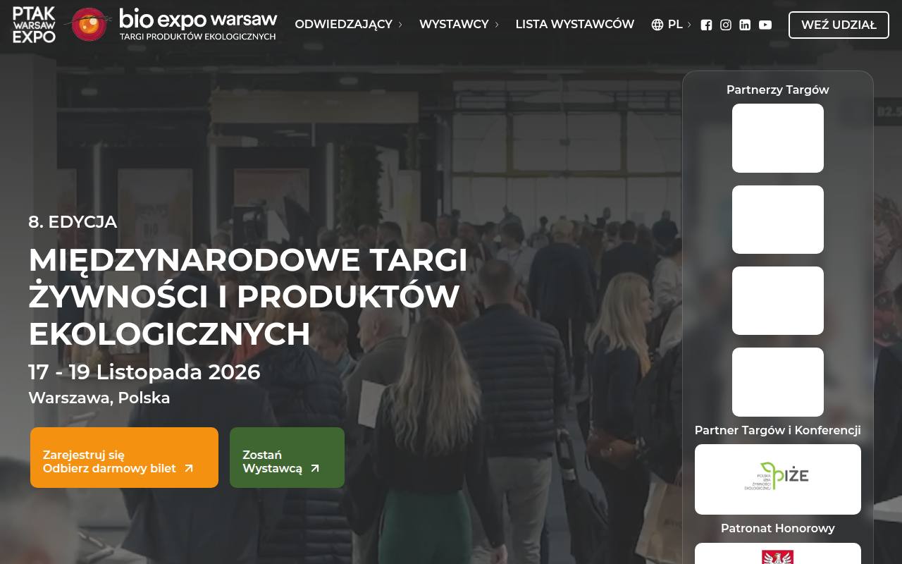 Strona targów BIOEXPO Warsaw