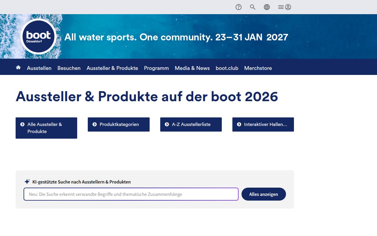 Strona targów boot Düsseldorf