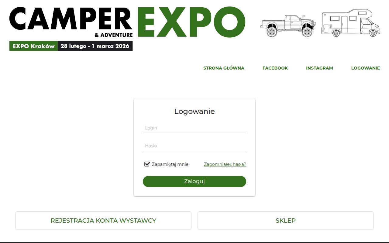 Strona targów Camper & Adventure Expo