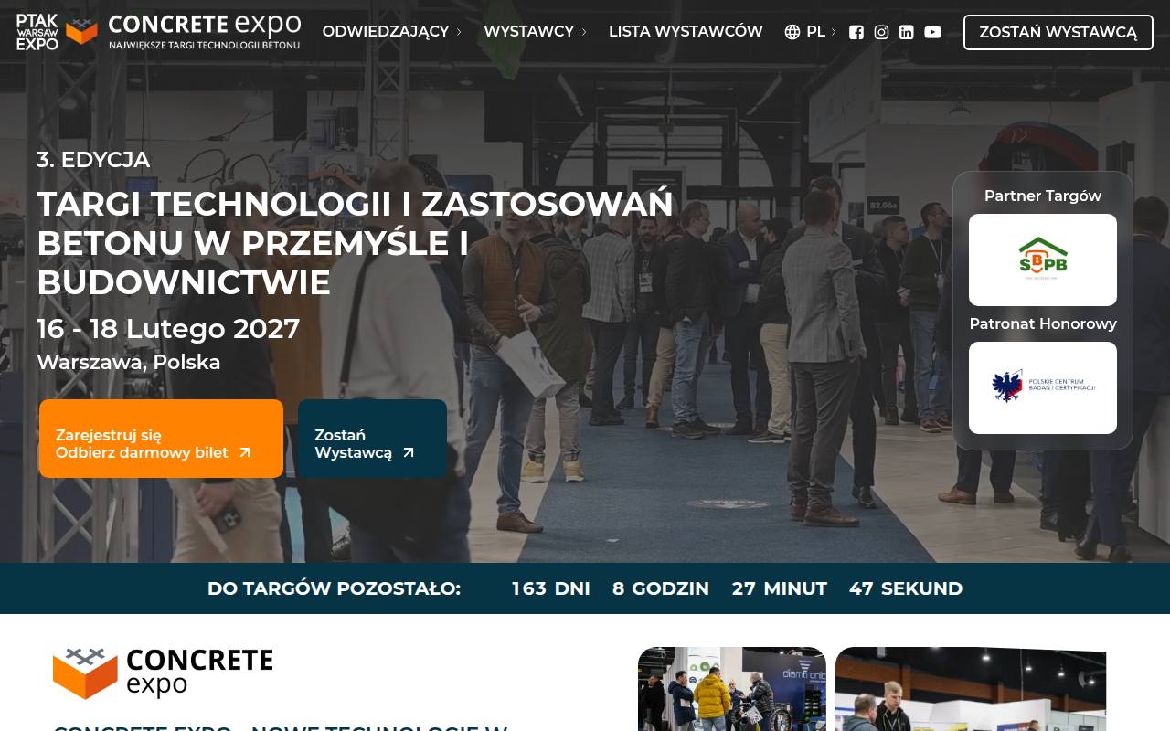 Strona targów Concrete Expo