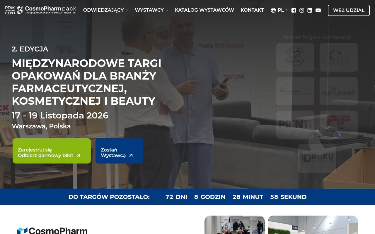Strona targów CosmoPharm PACK