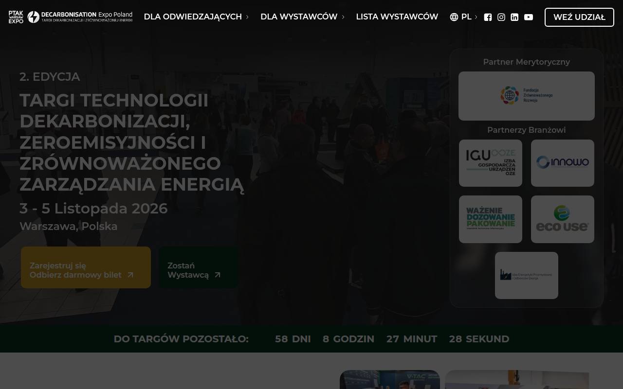 Strona targów Decarbonisation Expo Poland