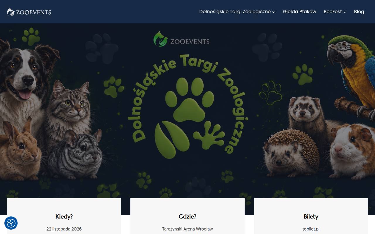Strona targów Dolnośląskie Targi Zoologiczne – edycja jesienna