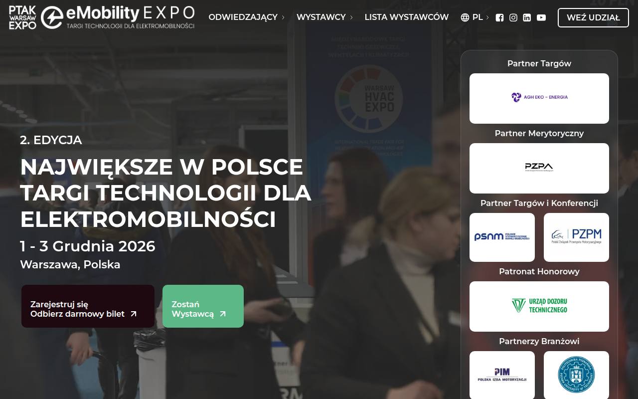 Strona targów eMobility Expo