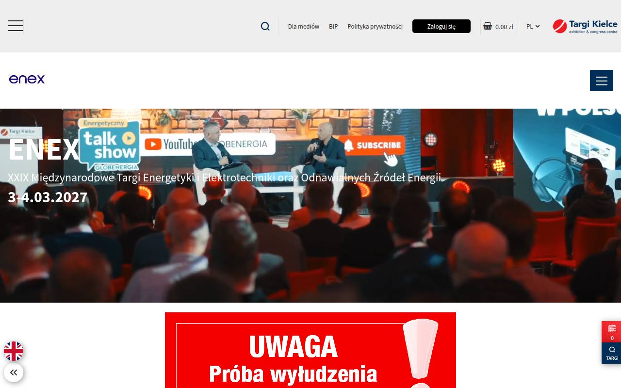 Strona targów ENEX