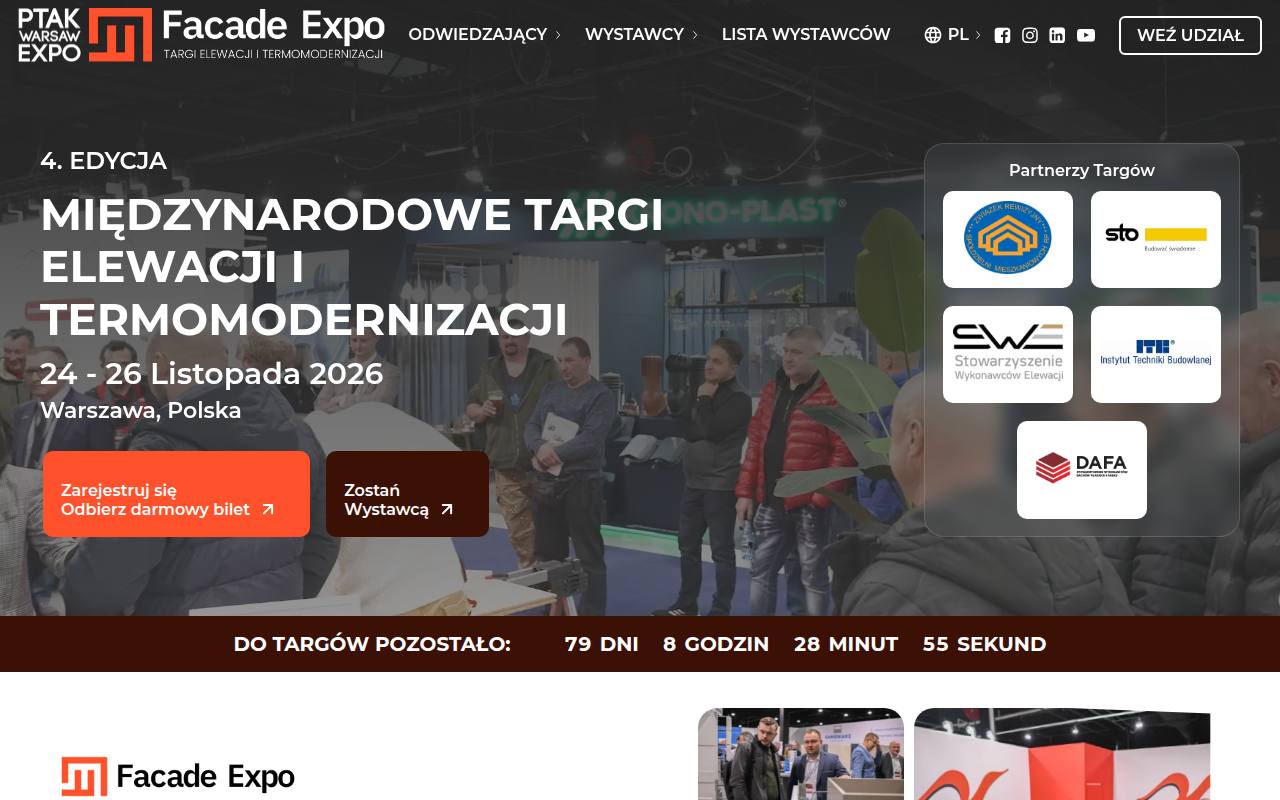 Strona targów Facade Expo