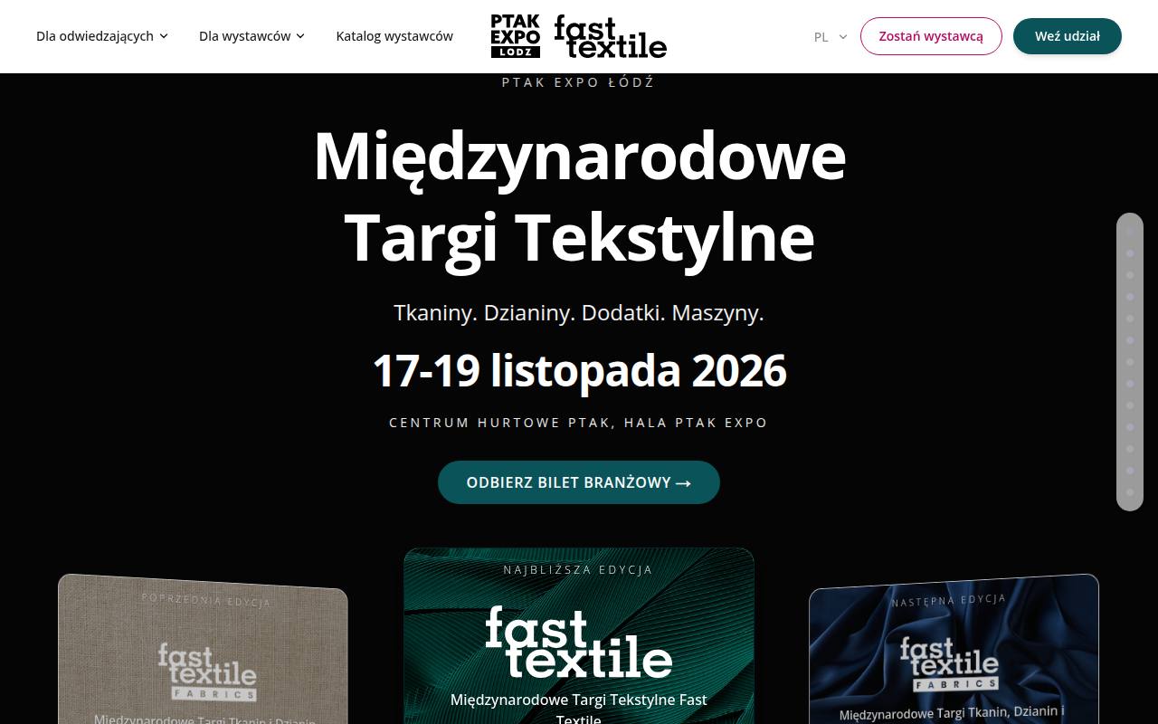 Strona targów Fast Textile