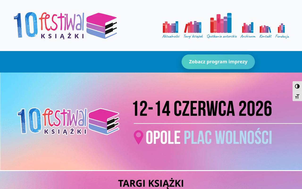 Strona targów Festiwal Książki Opole